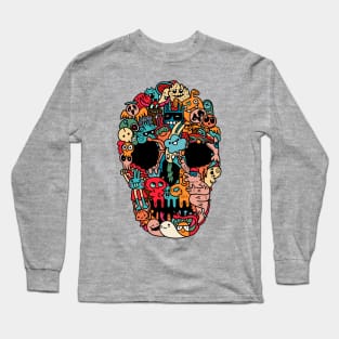 hand drawn skull doodle monster Long Sleeve T-Shirt